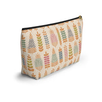 Stamped Leaves Accessory Pouch w T-bottom in Orange